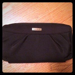 Black nylon travel wallet with RFID blocker